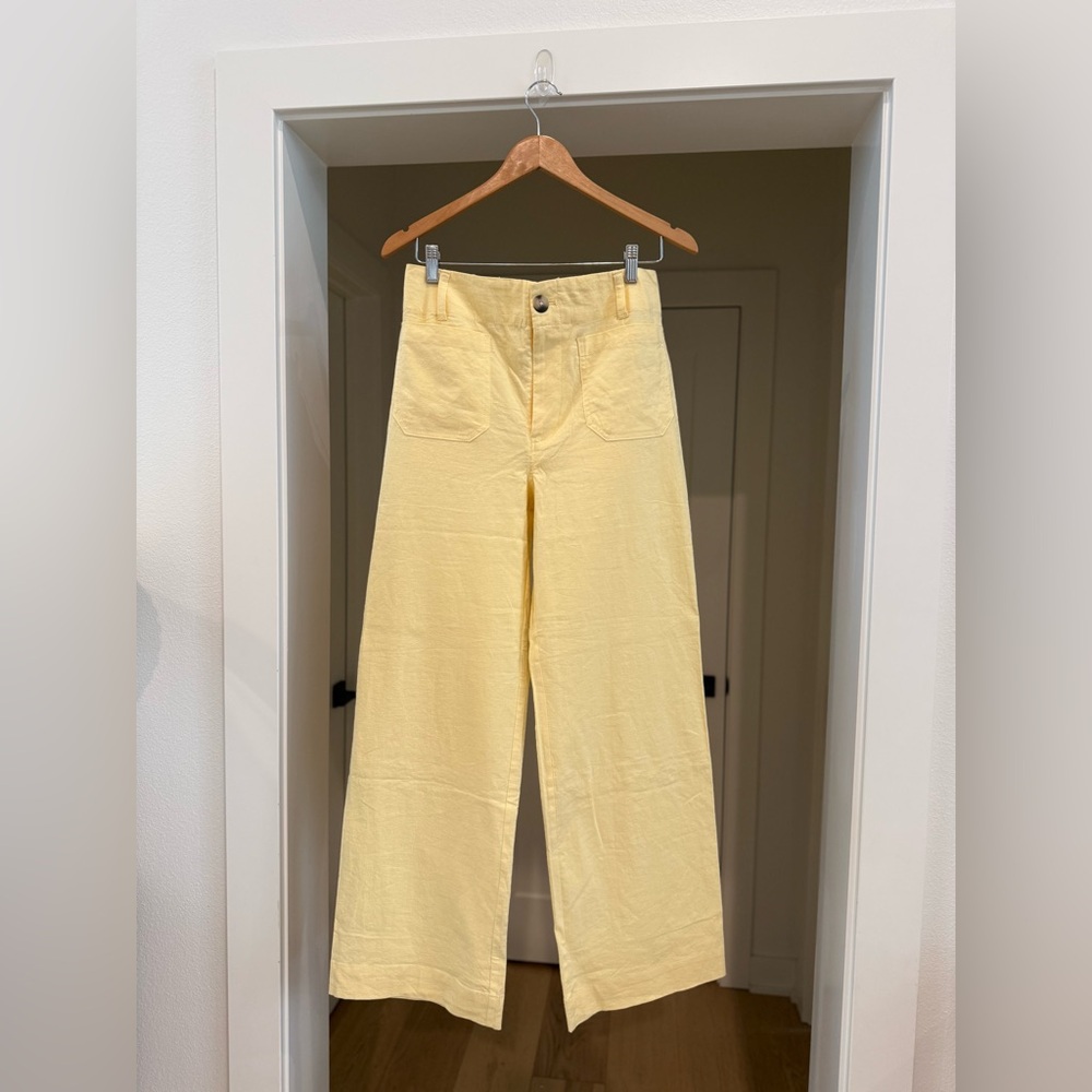 Maeve - Colette Beachy Linen Full-Length Wode-Leg Pants - 28 - Butter Yellow - Picture 5 of 9